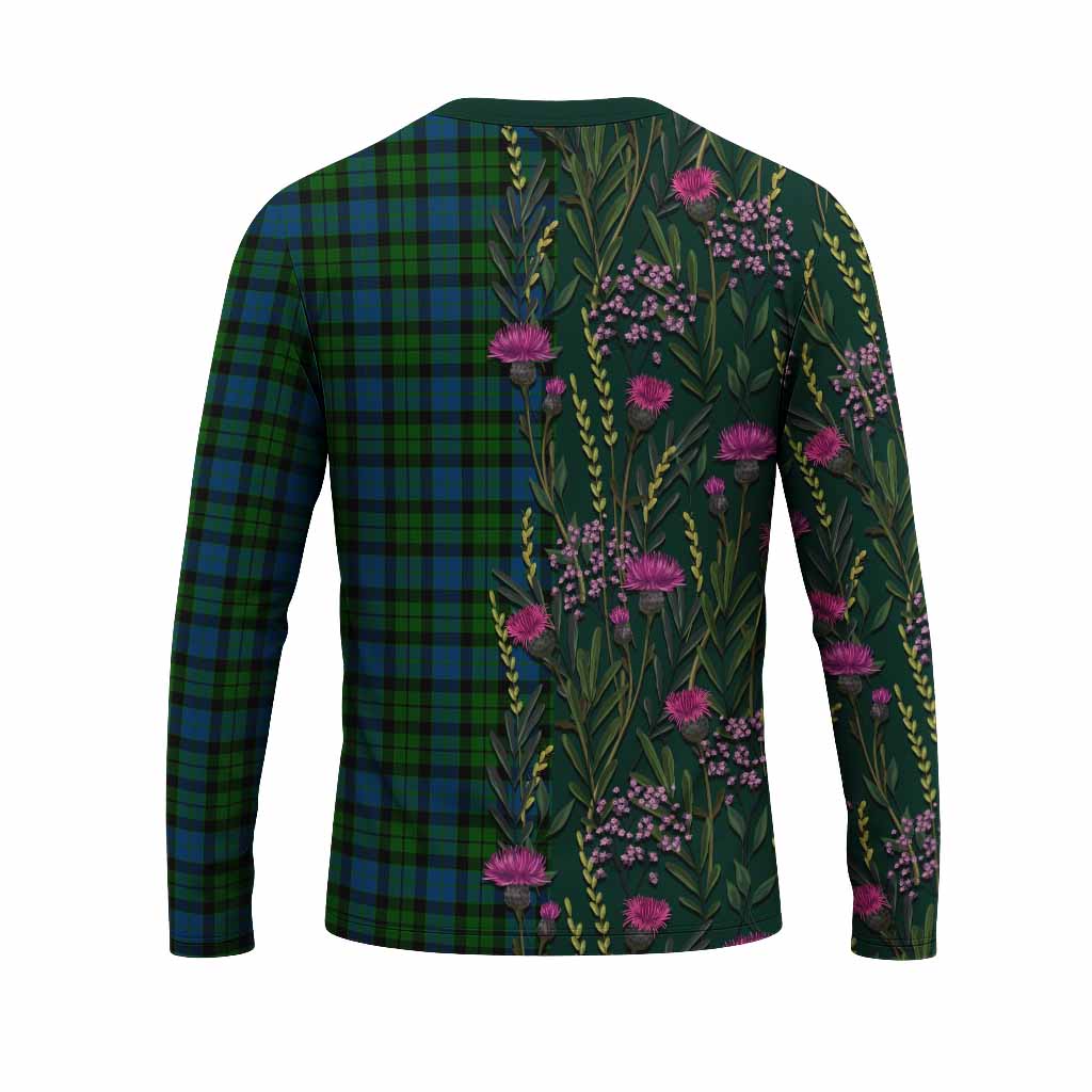 McCoy Family Crest Tartan Long Sleeve T-Shirt Scottish Thistle Flower Pattern Half Style - Tartan Vibes Clothing
