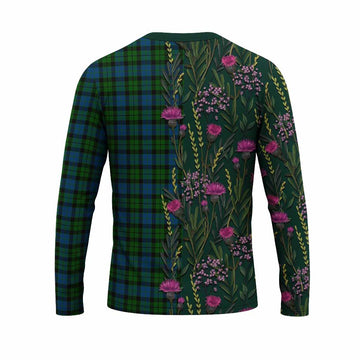 McCoy Family Crest Tartan Long Sleeve T-Shirt Scottish Thistle Flower Pattern Half Style - Tartan Vibes Clothing