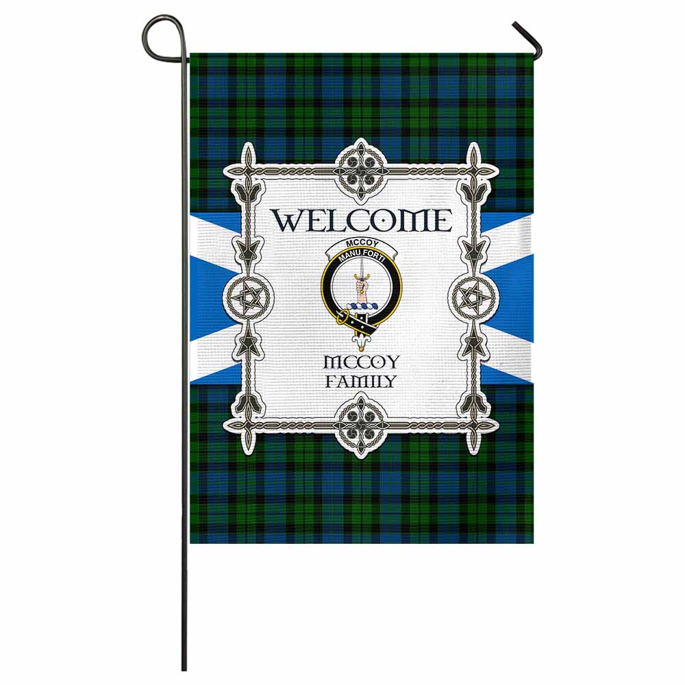 McCoy Family Crest Tartan Welcome Garden Flag Saltire Harmony Style - Tartan Vibes Clothing