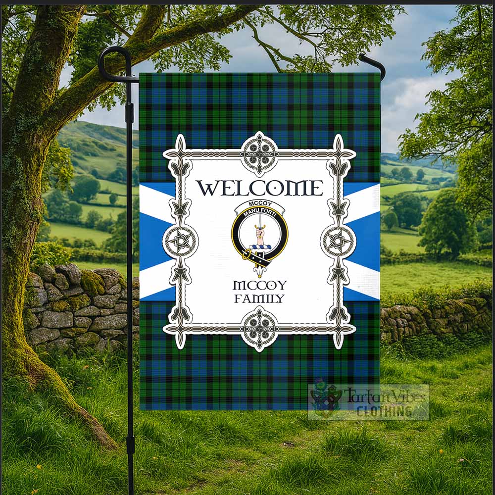 McCoy Family Crest Tartan Welcome Garden Flag Saltire Harmony Style - Tartan Vibes Clothing