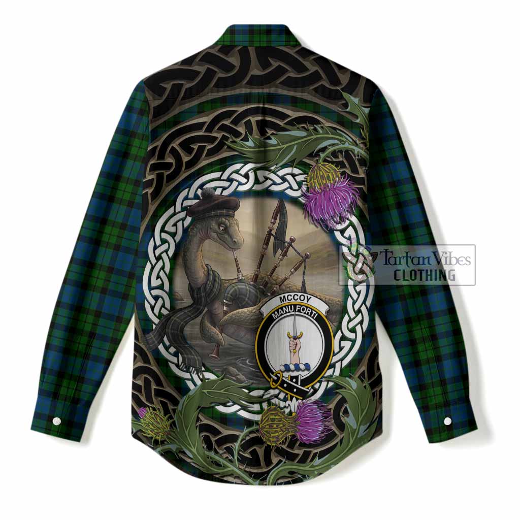 McCoy Tartan Crest Bagpipe Nessie Women Casual Shirt Scottish Loch Ness Monster Celtic Thistle