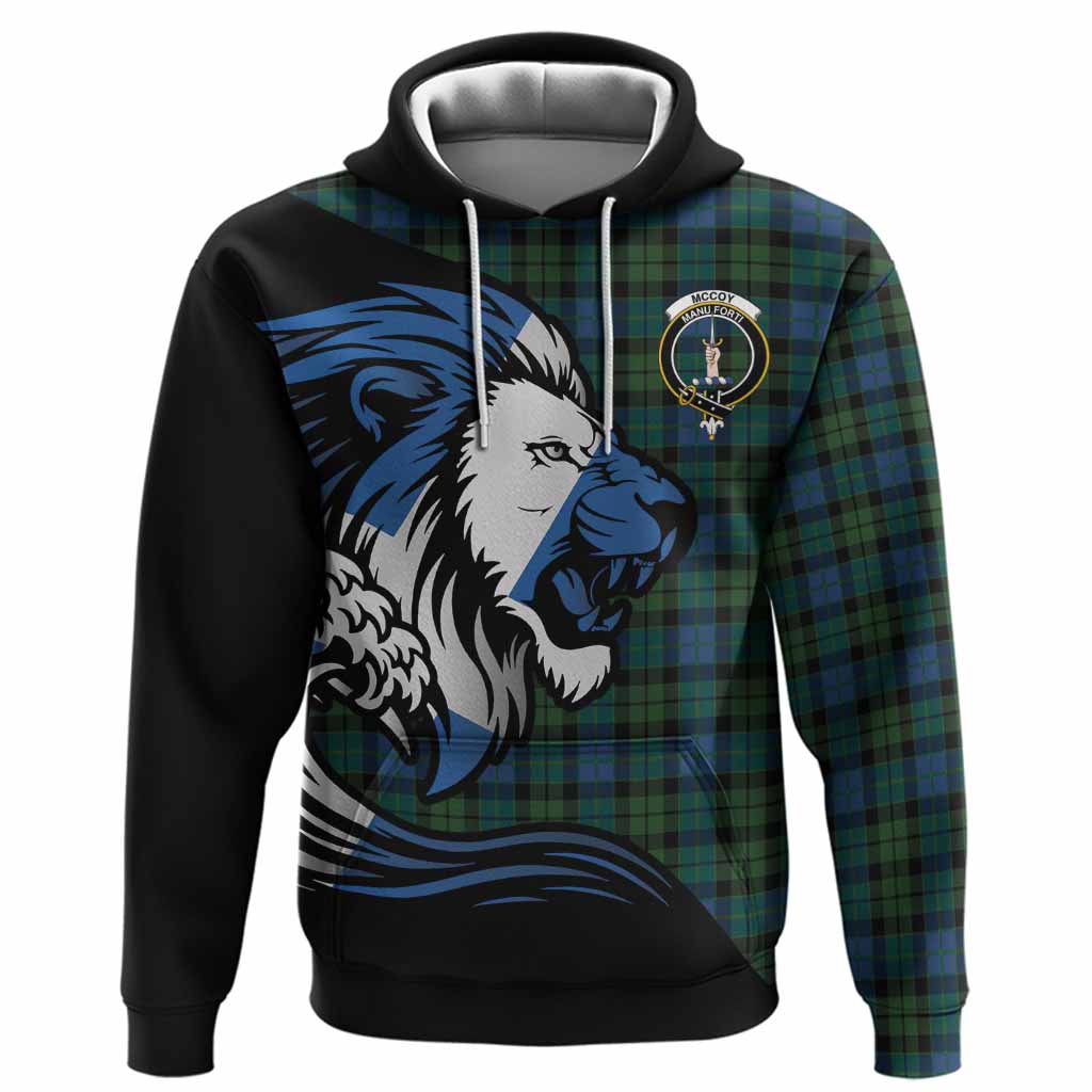 McCoy Tartan Crest Hoodie Scottish Golden Lions Wave Flow