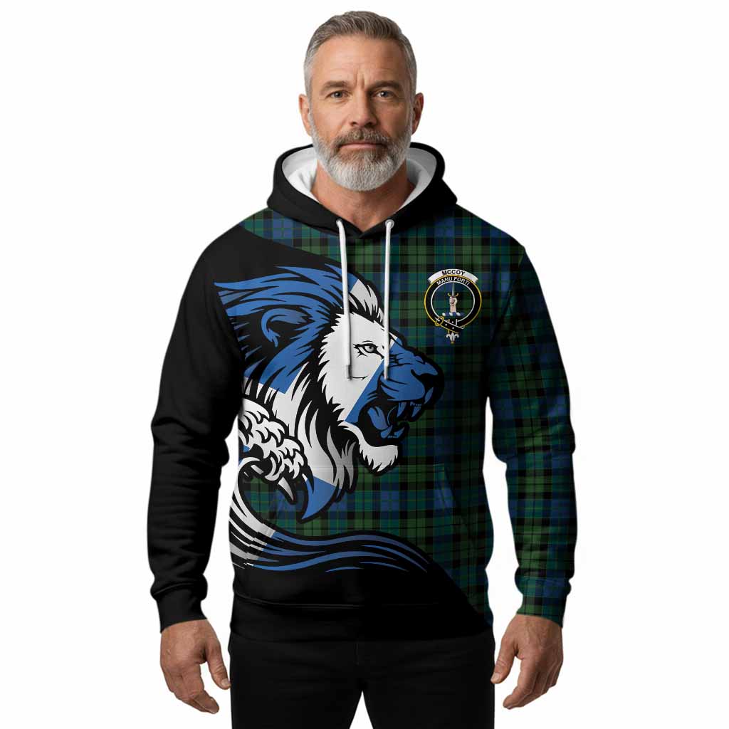 McCoy Tartan Crest Hoodie Scottish Golden Lions Wave Flow
