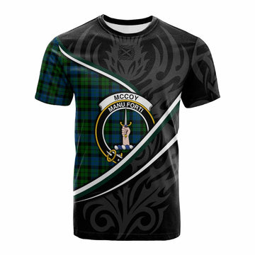 McCoy Tartan Family Crest Cotton T-shirt Celtic Scottish Thistle Floral - Tartan Vibes Clothing