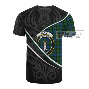 McCoy Tartan Family Crest Cotton T-shirt Celtic Scottish Thistle Floral - Tartan Vibes Clothing