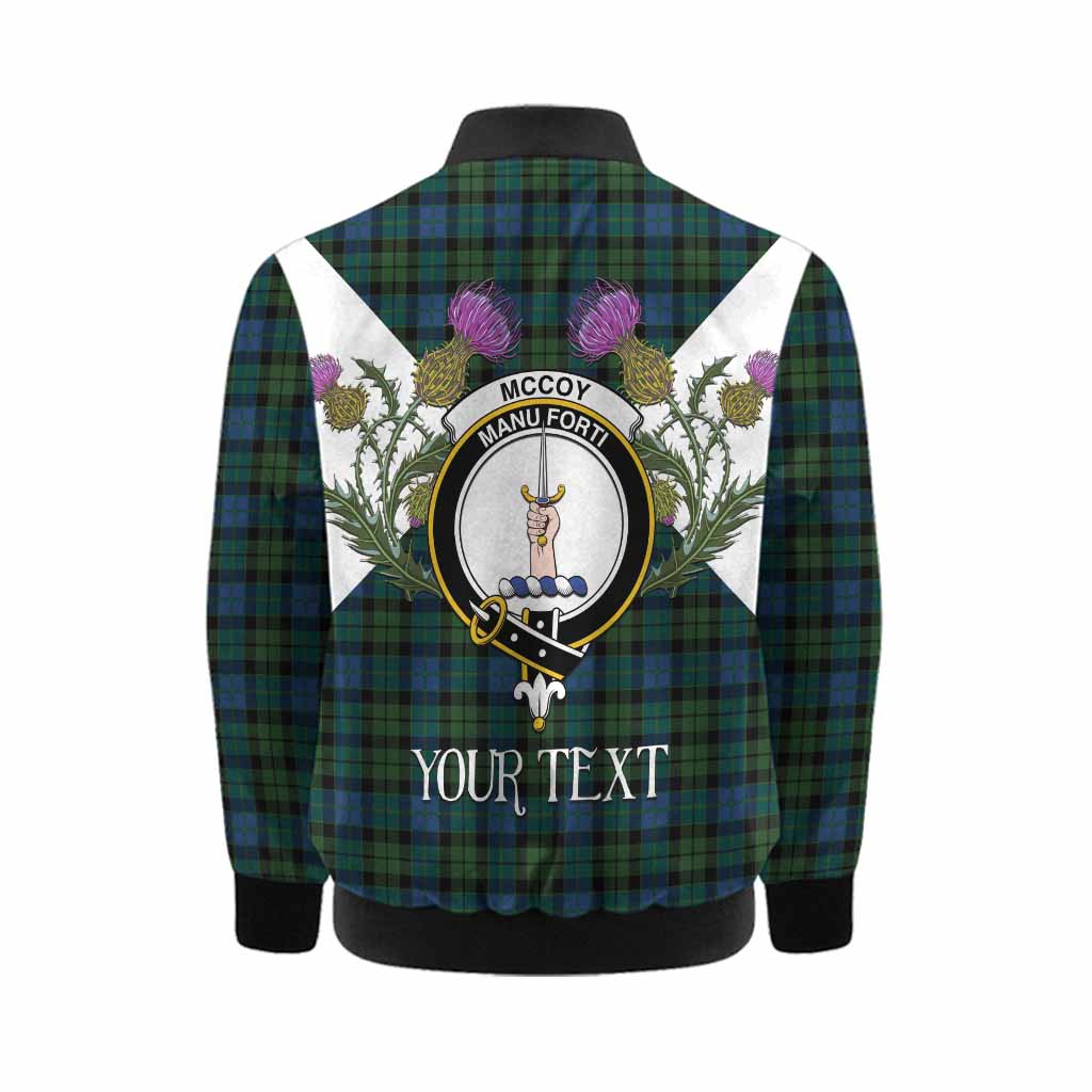 McCoy Tartan Family Crest Kid Bomber Jacket Scottish Burns Night Thistle Floral