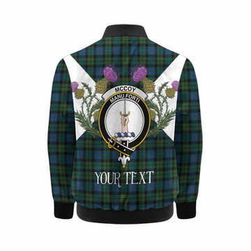 McCoy Tartan Family Crest Kid Bomber Jacket Scottish Burns Night Thistle Floral
