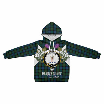 McCoy Tartan Family Crest Kid Hoodie Scottish Burns Night Thistle Floral