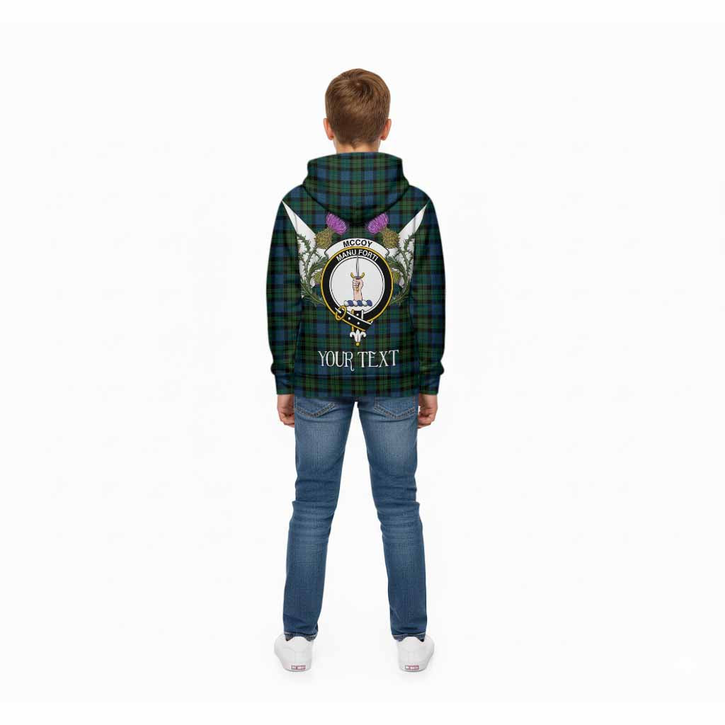 McCoy Tartan Family Crest Kid Hoodie Scottish Burns Night Thistle Floral