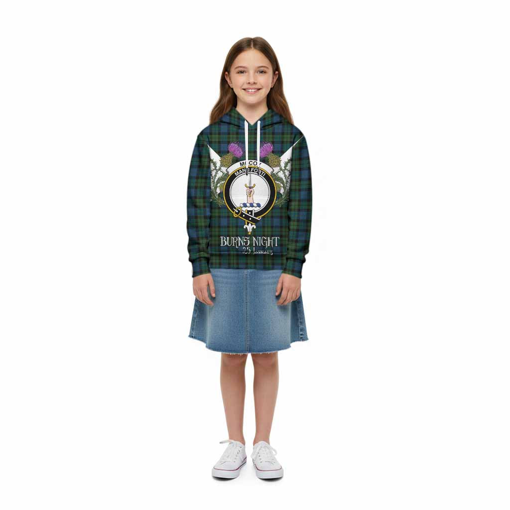 McCoy Tartan Family Crest Kid Hoodie Scottish Burns Night Thistle Floral