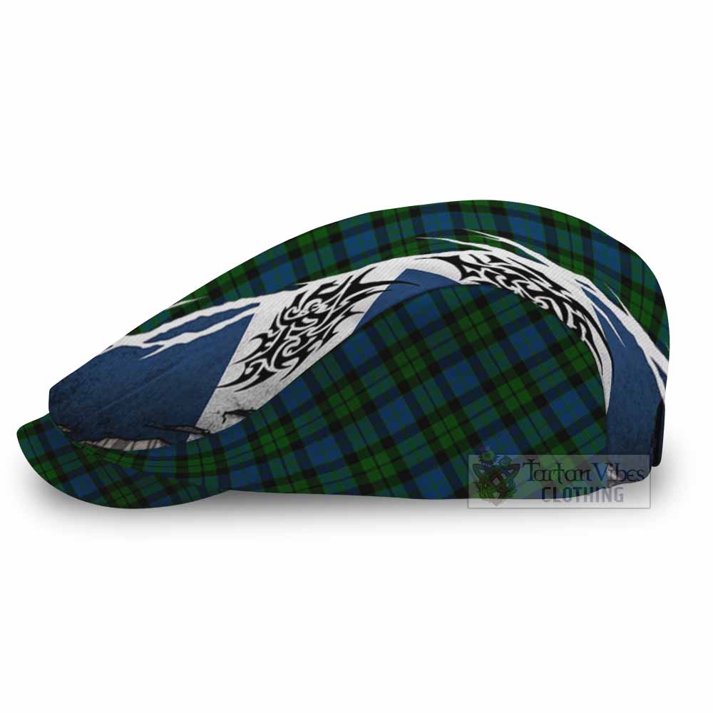 McCoy Tartan Flat Cap, Jeff Cap Scotland Flag Ripped Tribal Design