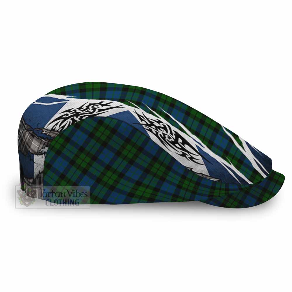 McCoy Tartan Flat Cap, Jeff Cap Scotland Flag Ripped Tribal Design