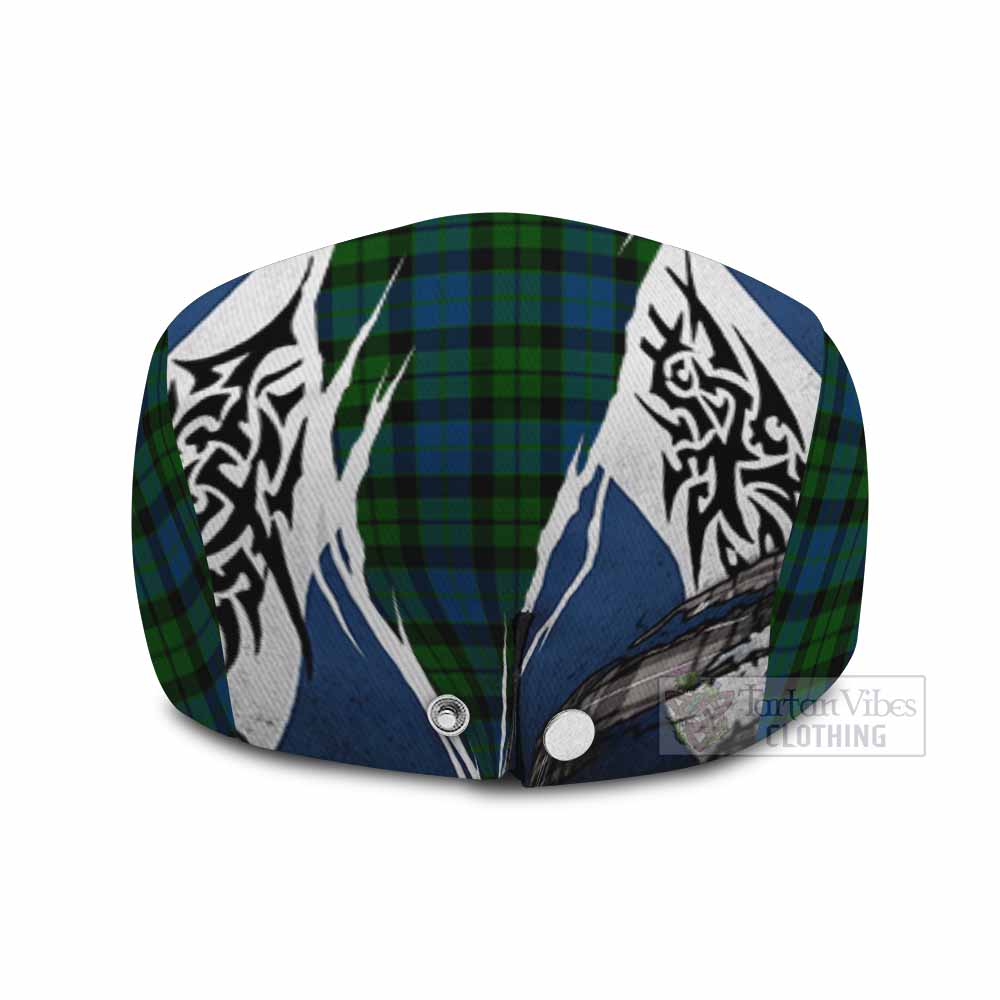 McCoy Tartan Flat Cap, Jeff Cap Scotland Flag Ripped Tribal Design