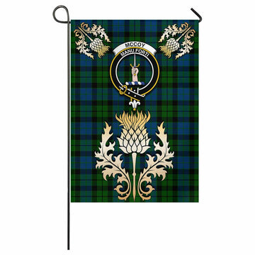 McCoy Tartan Garden Flag with Golden Regal Scottish Thistle Emblem