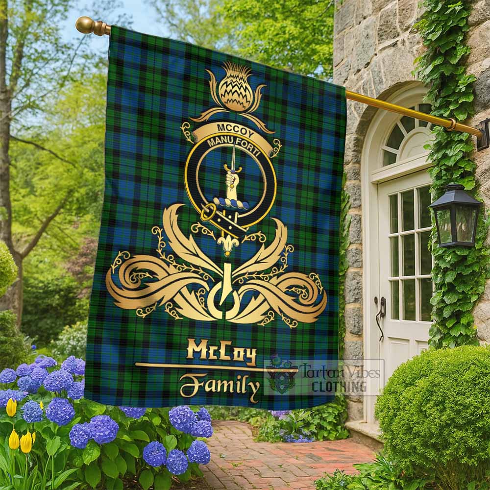 McCoy Tartan Garden Flag with Highland Thistle Cherish Family Crest Style - Tartan Vibes Clothing