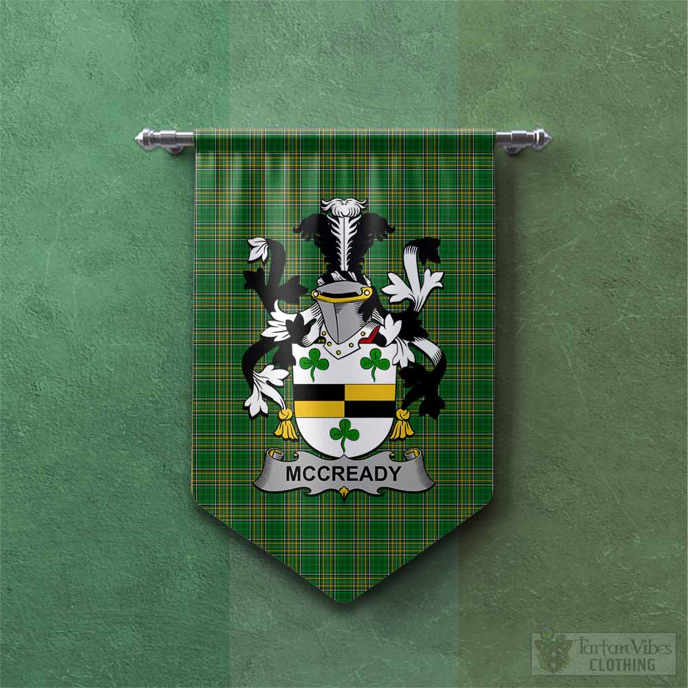 Tartan Vibes Clothing McCready Irish Clan Tartan Gonfalon, Tartan Banner with Coat of Arms