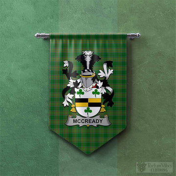 Tartan Vibes Clothing McCready Irish Clan Tartan Gonfalon, Tartan Banner with Coat of Arms