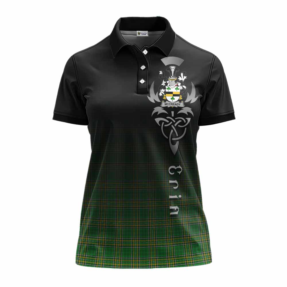 Tartan Vibes Clothing McCready Irish Clan Women's Polo Shirt with Coat of Arms Erin Go Bragh Celtic Inspired
