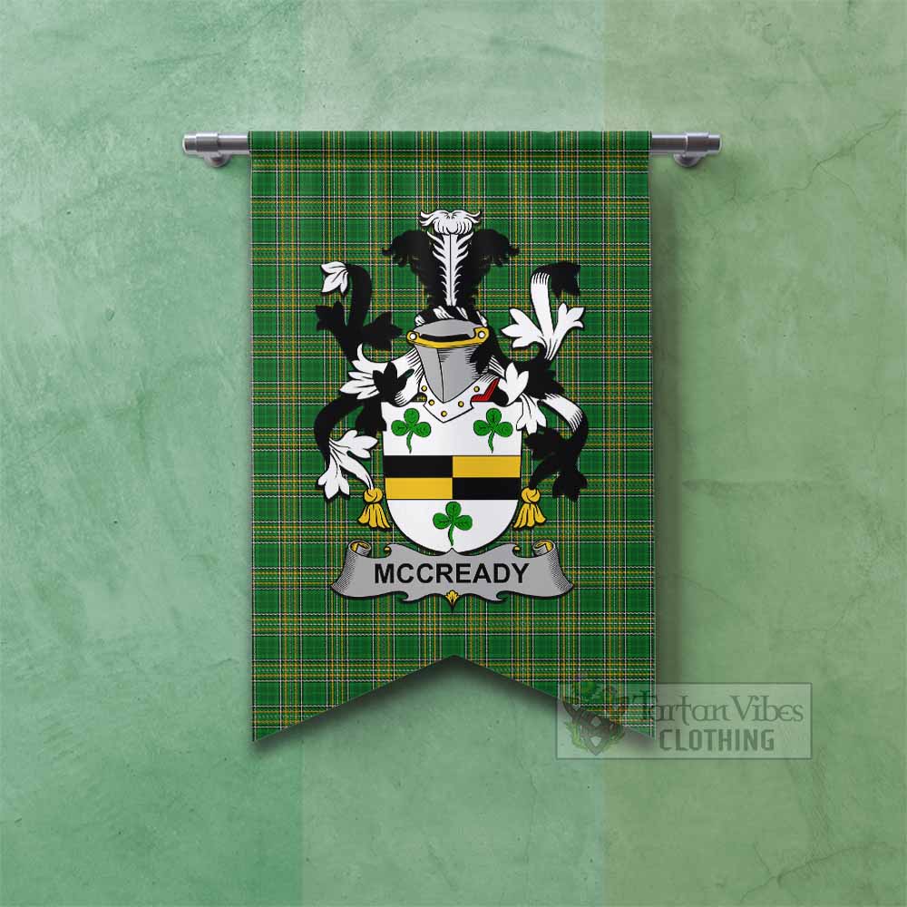 Tartan Vibes Clothing McCready Irish Clan Tartan Gonfalon, Tartan Banner with Coat of Arms