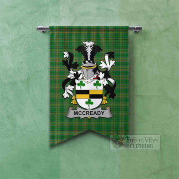 Tartan Vibes Clothing McCready Irish Clan Tartan Gonfalon, Tartan Banner with Coat of Arms