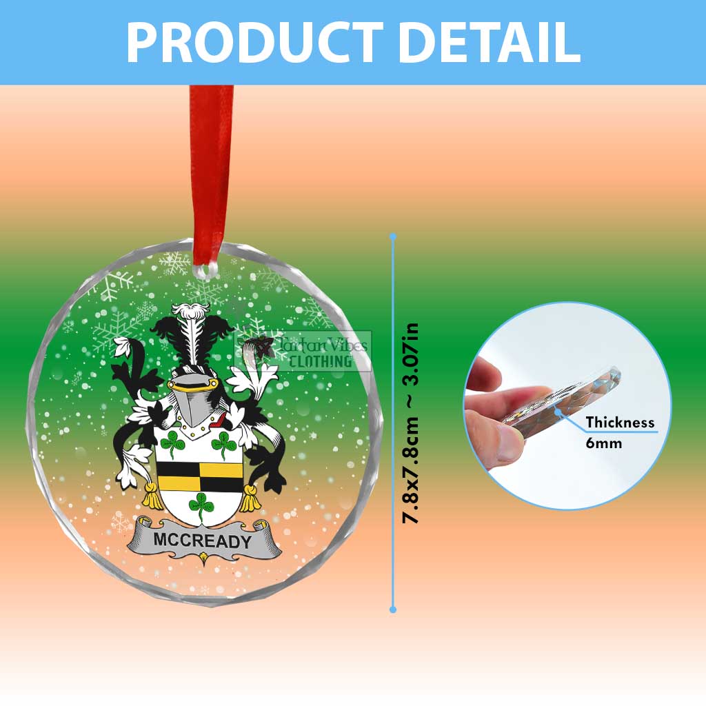 Tartan Vibes Clothing McCready Irish Clan Christmas Glass Ornament with Coat of Arms