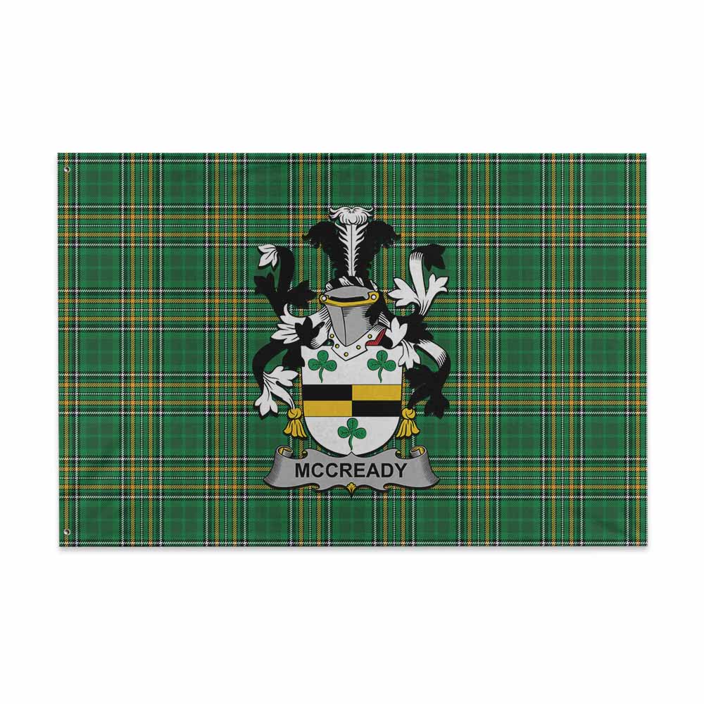 Tartan Vibes Clothing McCready Irish Clan Tartan House Flag with Coat of Arms
