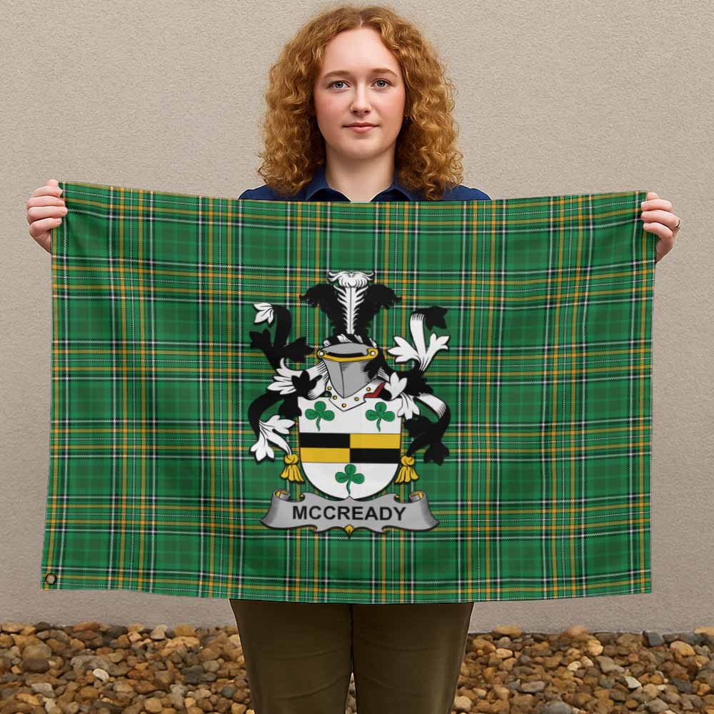 Tartan Vibes Clothing McCready Irish Clan Tartan House Flag with Coat of Arms