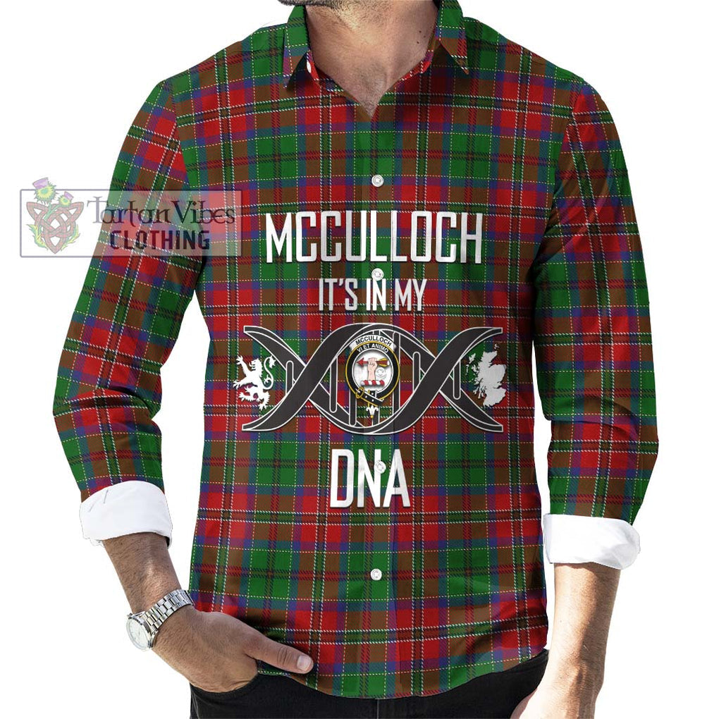 McCulloch Tartan Long Sleeve Button Shirt with Family Crest DNA In Me Style Men's Shirt S - Tartanvibesclothing Shop