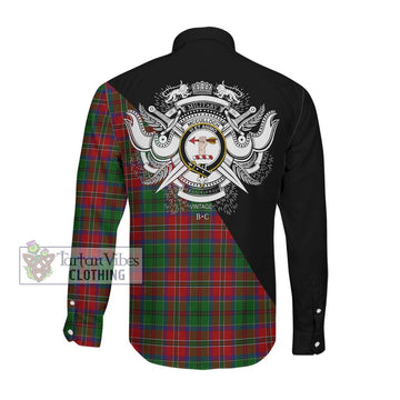 McCulloch Tartan Long Sleeve Button Shirt with Family Crest and Military Logo Style Men's Shirt - Tartanvibesclothing Shop