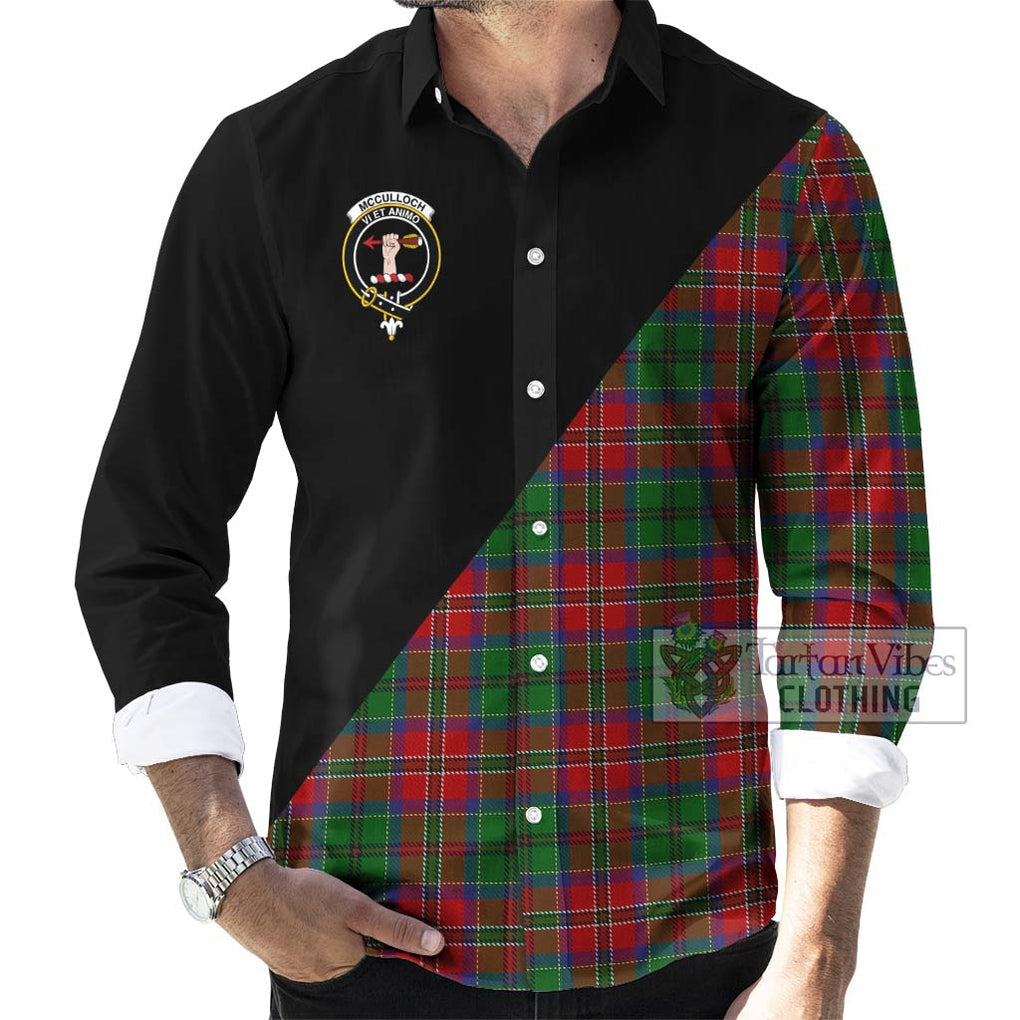 McCulloch Tartan Long Sleeve Button Shirt with Family Crest and Military Logo Style - Tartanvibesclothing Shop