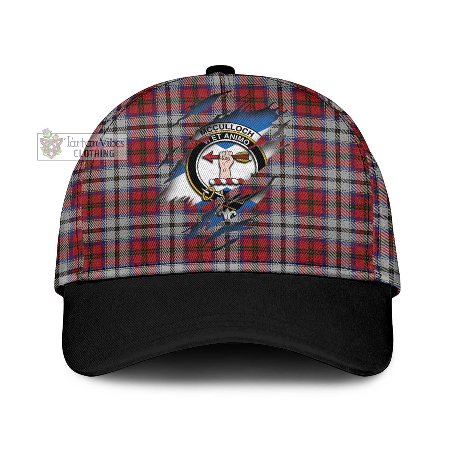 Tartan Vibes Clothing McCulloch Dress Tartan Classic Cap with Family Crest In Me Style