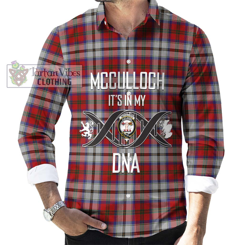 McCulloch Dress Tartan Long Sleeve Button Shirt with Family Crest DNA In Me Style Men's Shirt S - Tartanvibesclothing Shop
