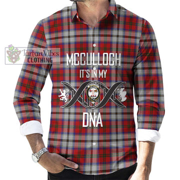 McCulloch Dress Tartan Long Sleeve Button Shirt with Family Crest DNA In Me Style Men's Shirt S - Tartanvibesclothing Shop