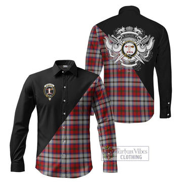McCulloch Dress Tartan Long Sleeve Button Shirt with Family Crest and Military Logo Style Men's Shirt S - Tartanvibesclothing Shop