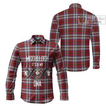 McCulloch Dress Tartan Long Sleeve Button Shirt with Family Crest DNA In Me Style Men's Shirt - Tartanvibesclothing Shop