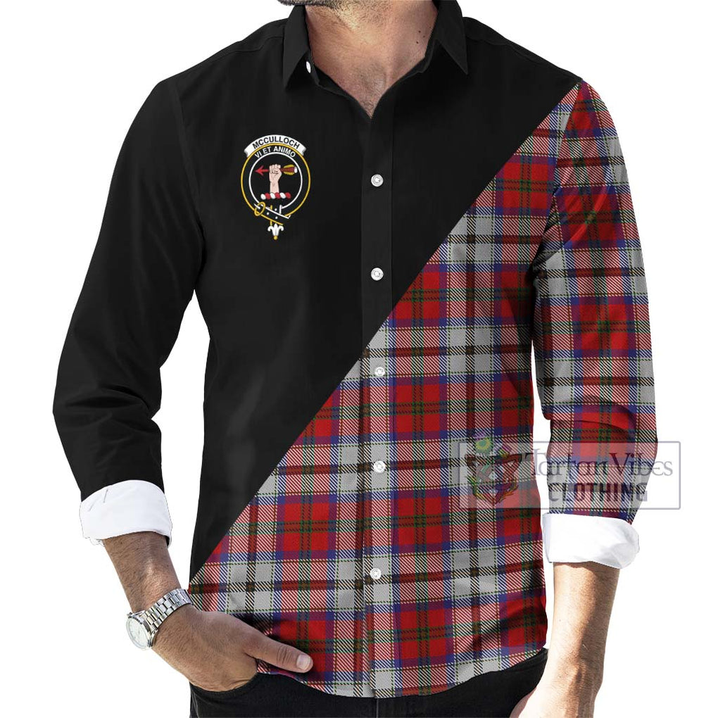 McCulloch Dress Tartan Long Sleeve Button Shirt with Family Crest and Military Logo Style - Tartanvibesclothing Shop
