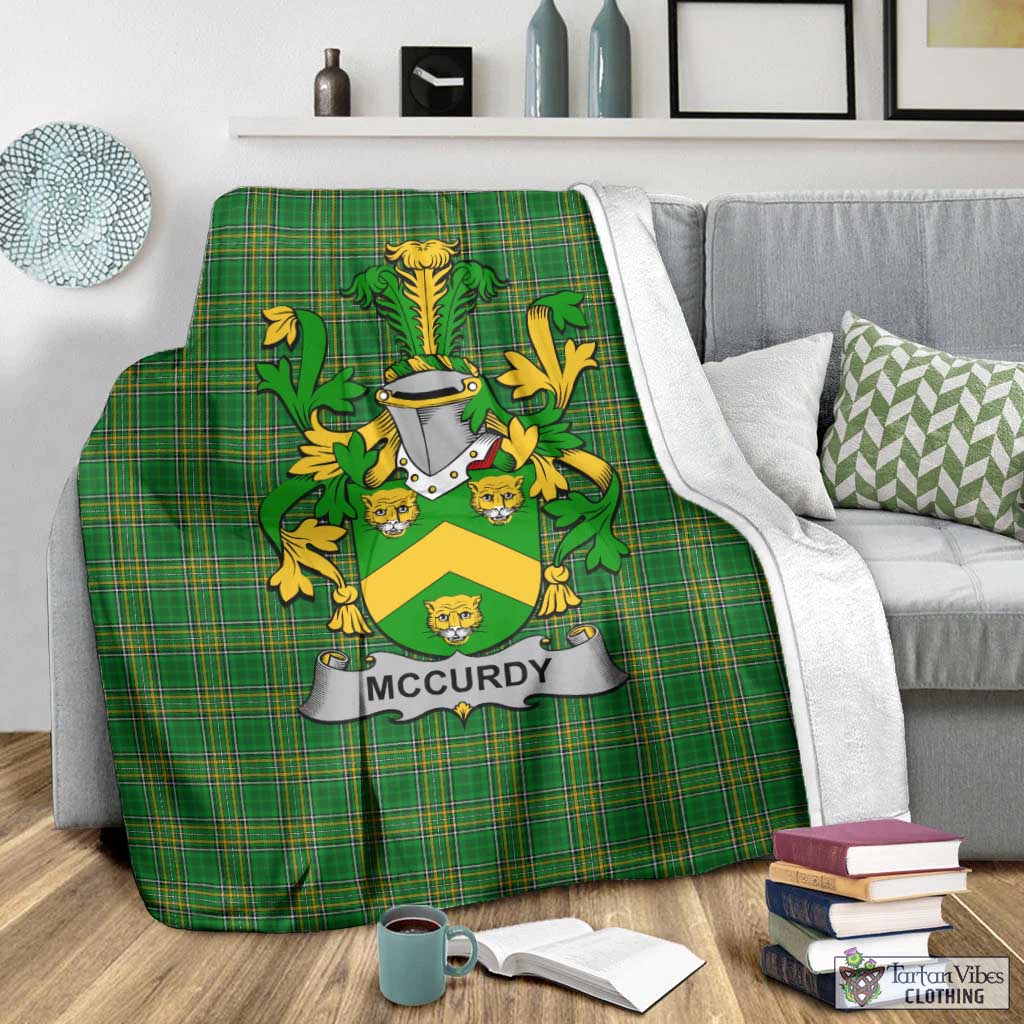 Tartan Vibes Clothing McCurdy Irish Clan Tartan Blanket with Coat of Arms