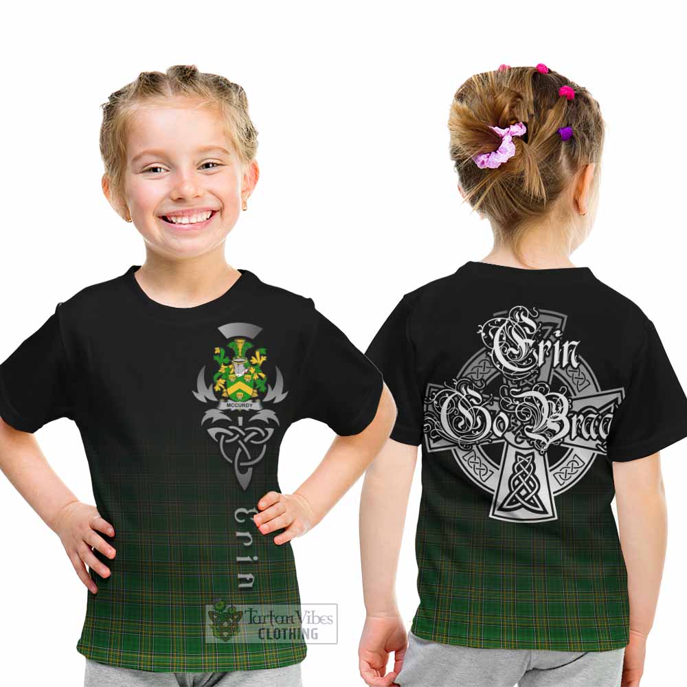 Tartan Vibes Clothing McCurdy Irish Clan Kid T-Shirt with Coat of Arms Erin Go Bragh Celtic Inspired