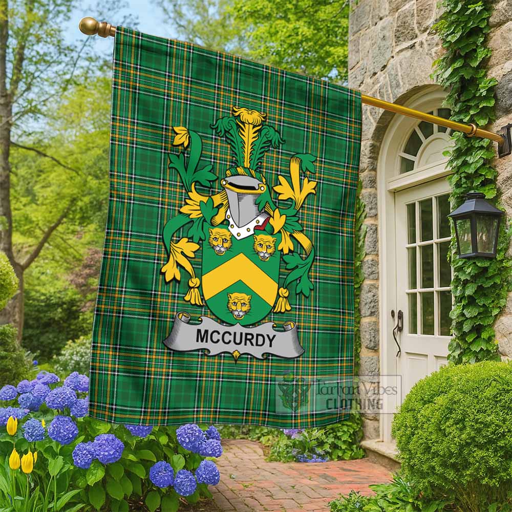 McCurdy Irish Clan Tartan Flag with Coat of Arms