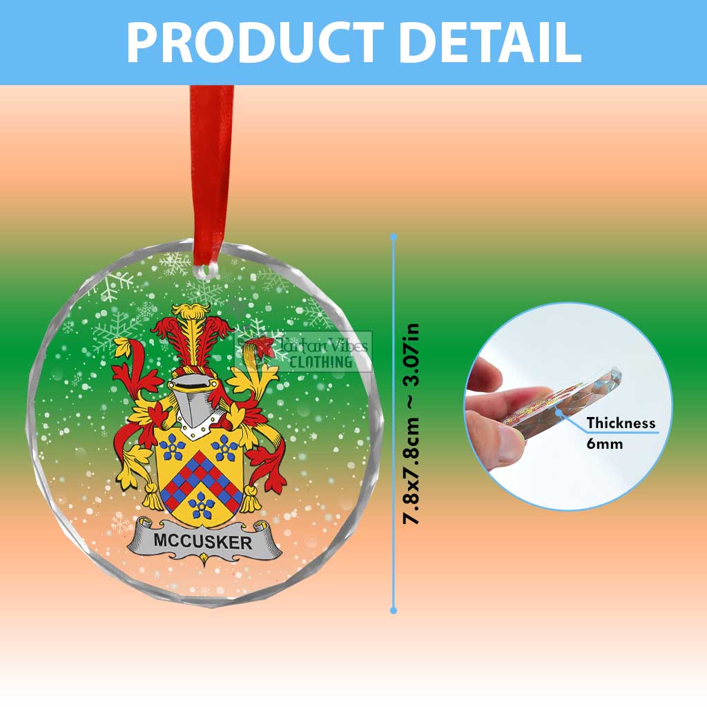 McCusker Irish Clan Christmas Glass Ornament with Coat of Arms - 2D-tartanvibesclothing
