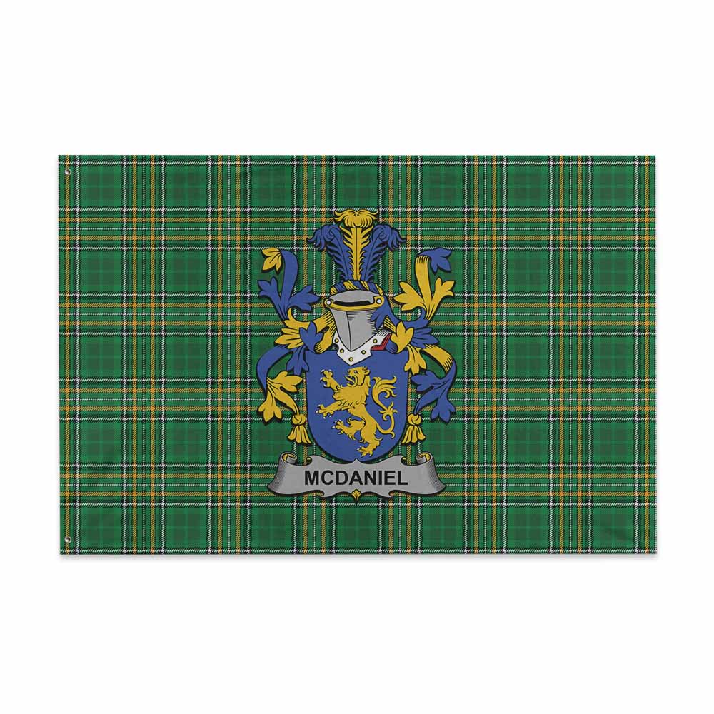 Tartan Vibes Clothing McDaniel Irish Clan Tartan House Flag with Coat of Arms
