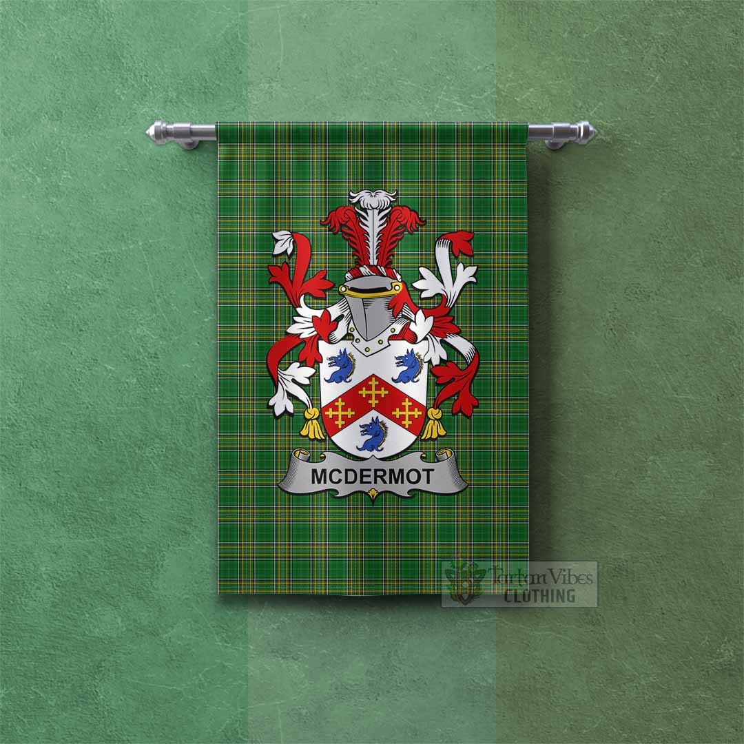 Tartan Vibes Clothing McDermot Irish Clan Tartan Gonfalon, Tartan Banner with Coat of Arms