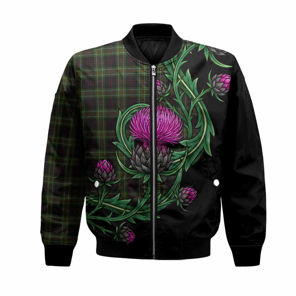 Mcdermott Tartan Bomber Jacket Resilient Scottish Thistle Unisex Black - Tartan Vibes Clothing