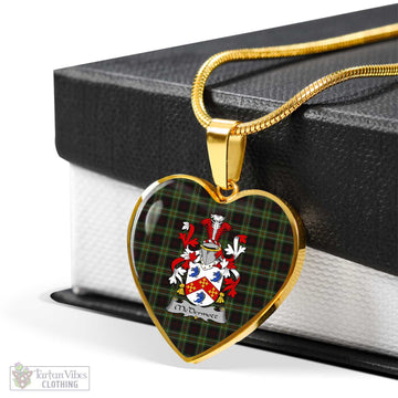 McDermott Red Tartan Heart Necklace with Family Crest