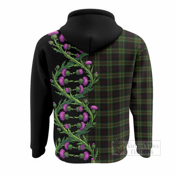 Mcdermott Tartan Hoodie Scottish Identity Thistle Flower DNA Strand Art