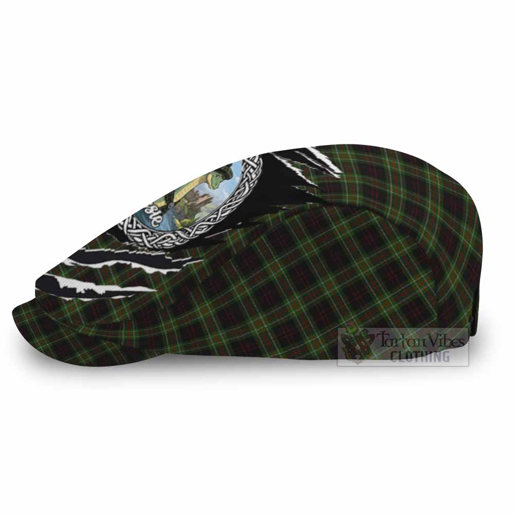 Mcdermott Tartan Loch Ness Monster Flat Cap, Jeff Cap Celtic Knot Nessie Art