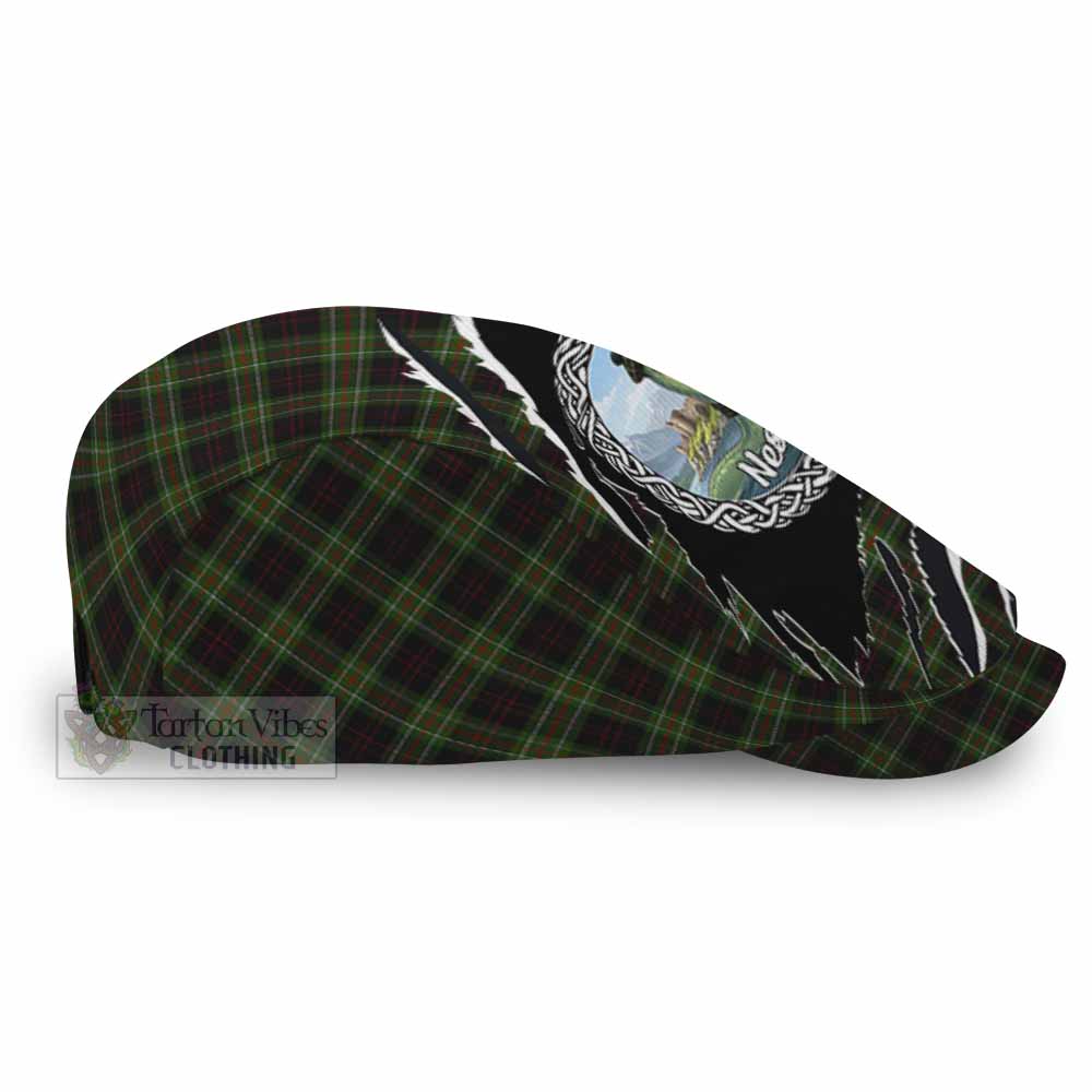 Mcdermott Tartan Loch Ness Monster Flat Cap, Jeff Cap Celtic Knot Nessie Art