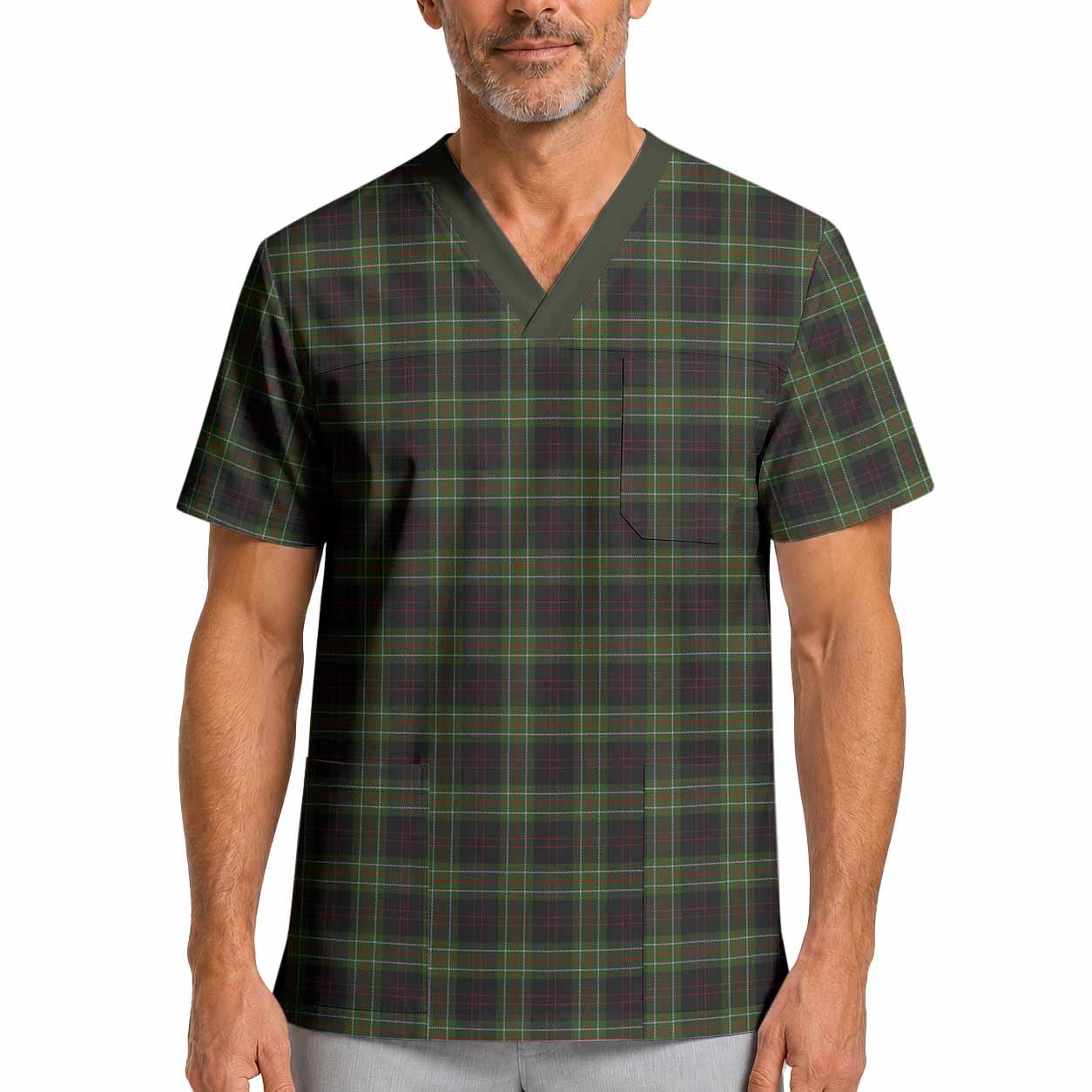Mcdermott Tartan Scrub Top XL - Tartan Vibes Clothing