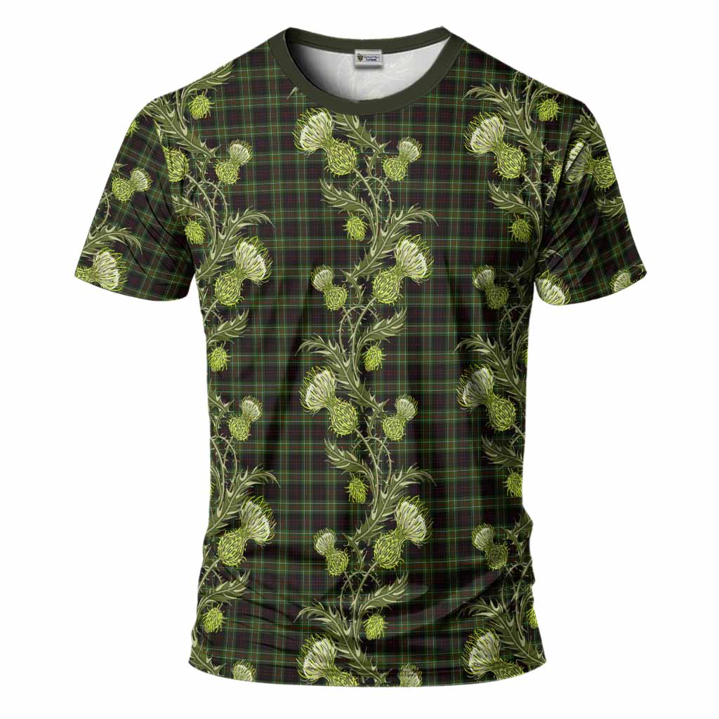 Mcdermott Tartan T-Shirt Seamless Scottish Thistle Flowers