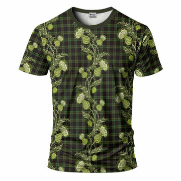 Mcdermott Tartan T-Shirt Seamless Scottish Thistle Flowers